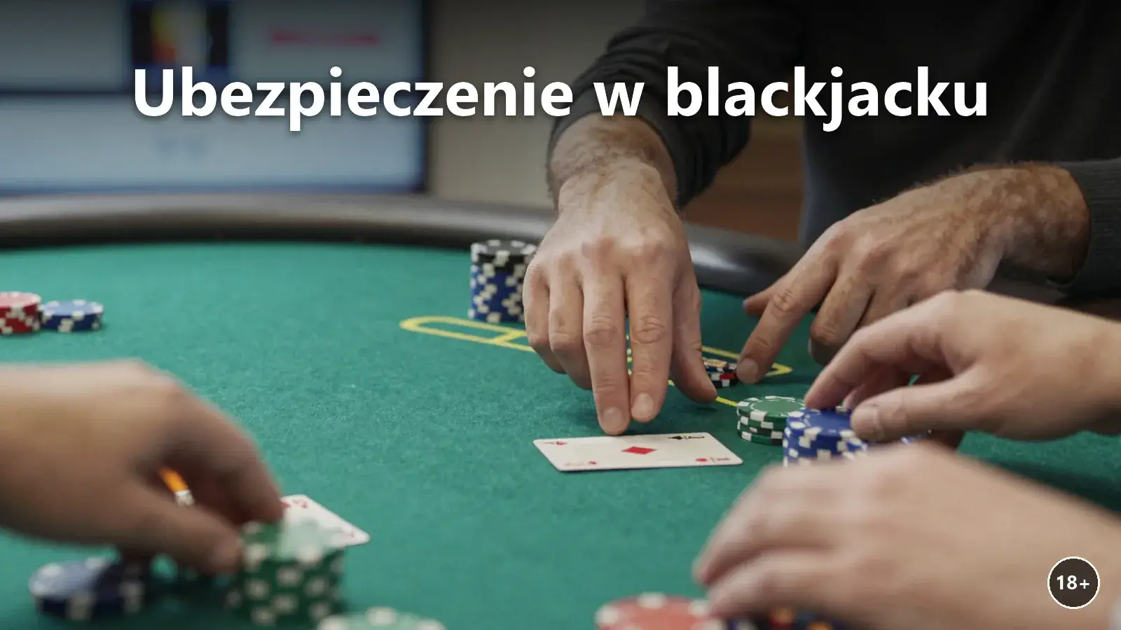 Krupier z odkrytym asem proponuje ubezpieczenie w blackjacku