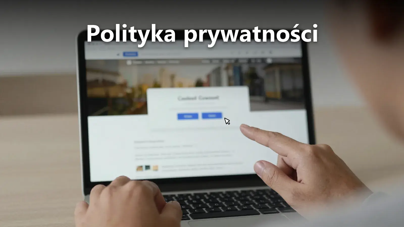 Baner zgód cookies na stronie z przyciskiem ustawień