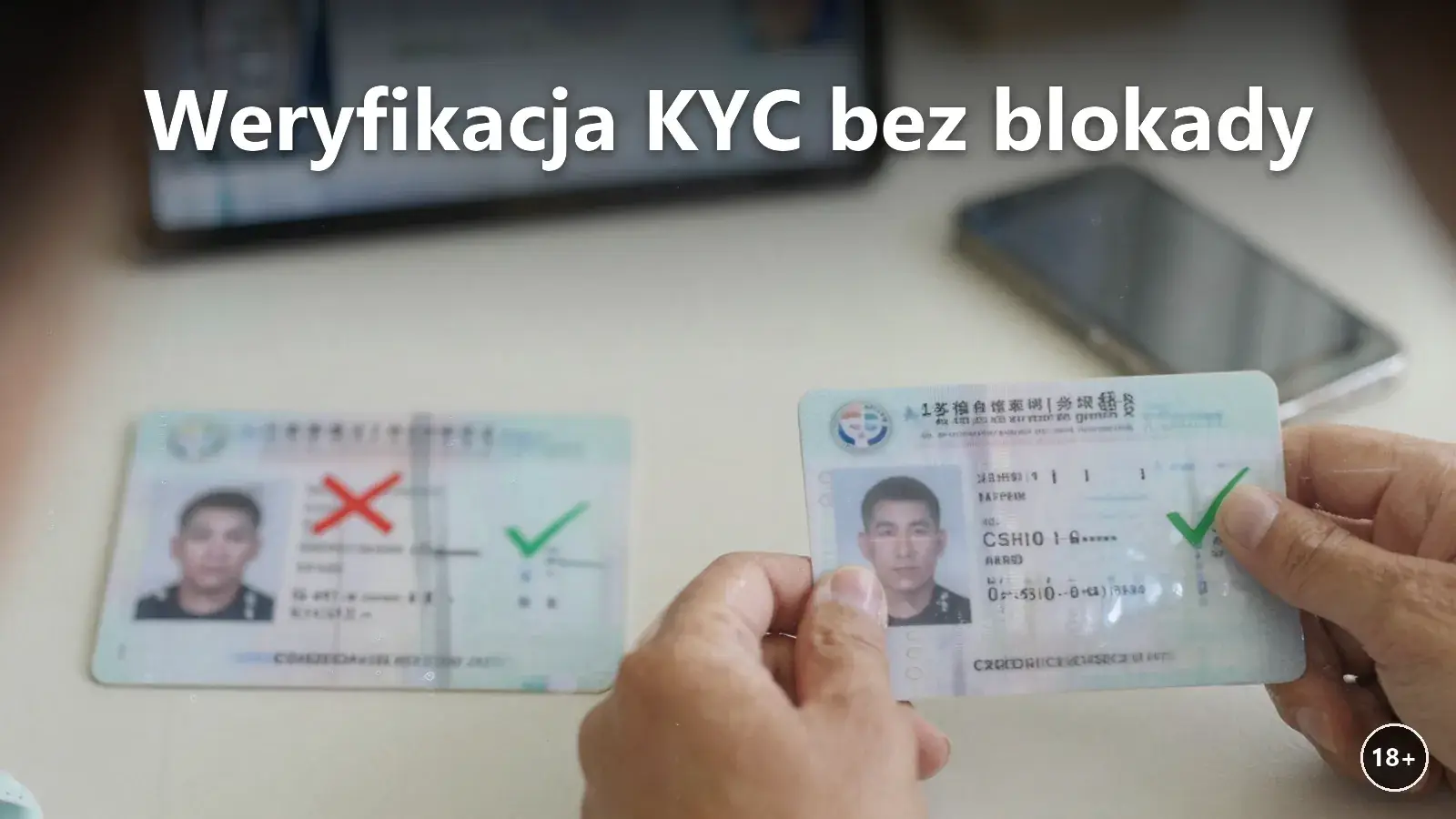 Porównanie nieczytelnego i poprawnego zdjęcia dokumentu do KYC